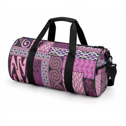 Pink Aotearoa Kowhaiwhai Pattern Duffle Bag NZ Maori Quilt Style