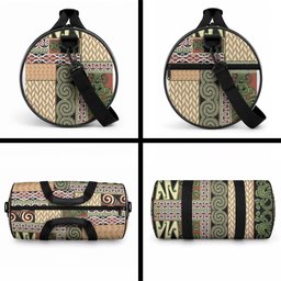 Beige Aotearoa Kowhaiwhai Pattern Duffle Bag NZ Maori Quilt Style