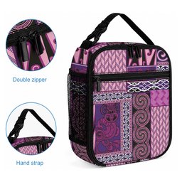 Pink Aotearoa Kowhaiwhai Pattern Lunch Bag NZ Maori Quilt Style