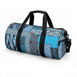 Blue Aotearoa Kowhaiwhai Pattern Duffle Bag NZ Maori Quilt Style