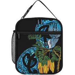 Turquoise New Zealand Kowhai And Piwakawaka Lunch Bag Maori Ngaru Paua Shell