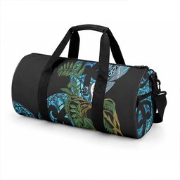 Turquoise New Zealand Kowhai And Piwakawaka Duffle Bag Maori Ngaru Paua Shell