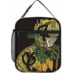 Yellow New Zealand Kowhai And Piwakawaka Lunch Bag Maori Ngaru Paua Shell