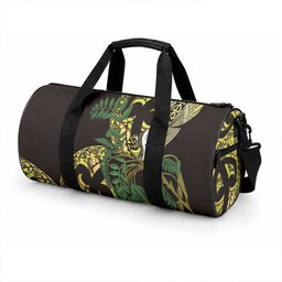 Yellow New Zealand Kowhai And Piwakawaka Duffle Bag Maori Ngaru Paua Shell