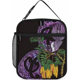Purple New Zealand Kowhai And Piwakawaka Lunch Bag Maori Ngaru Paua Shell