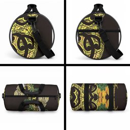Yellow New Zealand Kowhai And Piwakawaka Duffle Bag Maori Ngaru Paua Shell