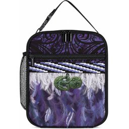 Purple Traditional Cloak Aotearoa Lunch Bag Maori Paua Shell Korowai Pattern