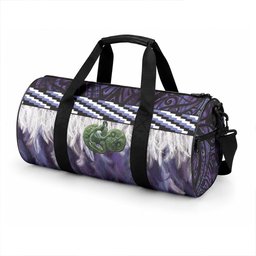 Purple Traditional Cloak Aotearoa Duffle Bag Maori Paua Shell Korowai Pattern
