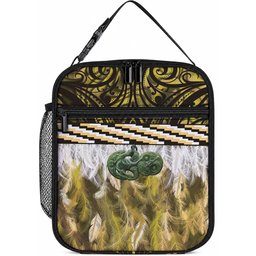 Yellow Traditional Cloak Aotearoa Lunch Bag Maori Paua Shell Korowai Pattern
