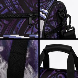 Purple Traditional Cloak Aotearoa Duffle Bag Maori Paua Shell Korowai Pattern