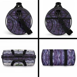 Purple Traditional Cloak Aotearoa Duffle Bag Maori Paua Shell Korowai Pattern