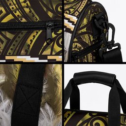 Yellow Traditional Cloak Aotearoa Duffle Bag Maori Paua Shell Korowai Pattern