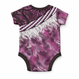 Pink Traditional Cloak Aotearoa Baby Onesie Maori Paua Shell Korowai Pattern