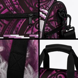 Pink Traditional Cloak Aotearoa Duffle Bag Maori Paua Shell Korowai Pattern