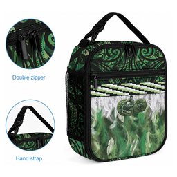 Green Traditional Cloak Aotearoa Lunch Bag Maori Paua Shell Korowai Pattern