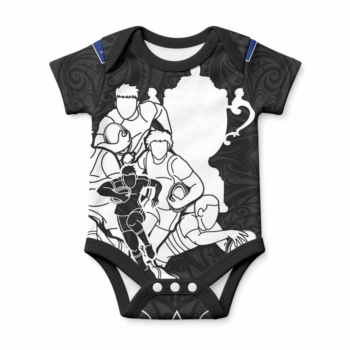 Custom New Zealand World Cup 2023 Baby Onesie Go Champion NZ Rugby Forever Maori All Black