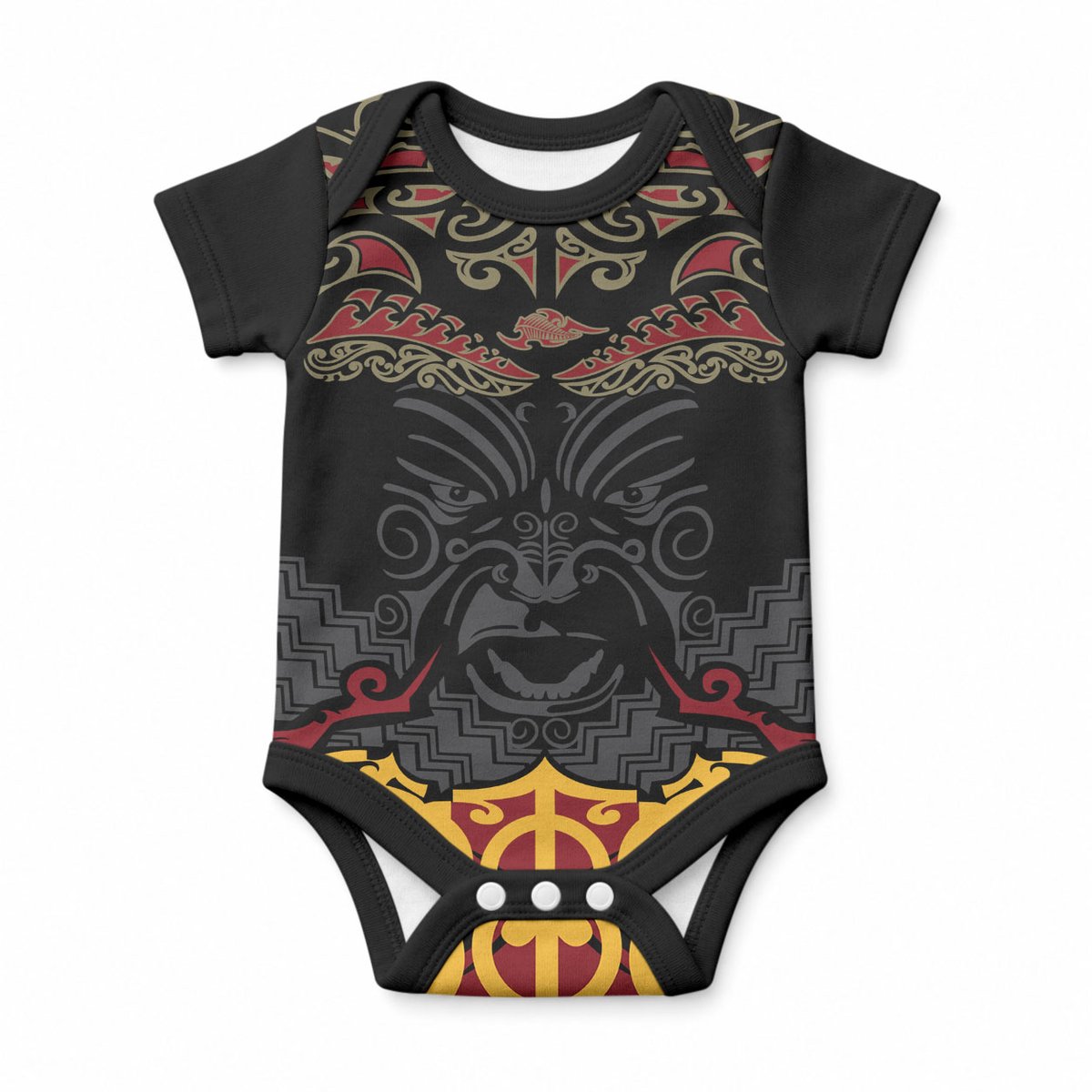 Custom New Zealand Rugby Baby Onesie Black Fern Maori Tribal Pattern