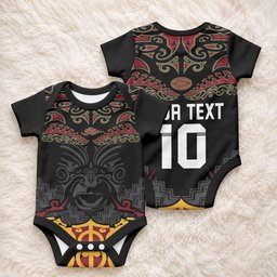 Custom New Zealand Rugby Baby Onesie Black Fern Maori Tribal Pattern