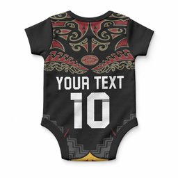 Custom New Zealand Rugby Baby Onesie Black Fern Maori Tribal Pattern