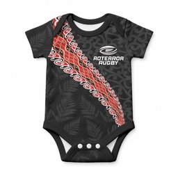 Custom New Zealand Rugby Baby Onesie Maori and Silver Fern Half Style