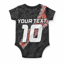 Custom New Zealand Rugby Baby Onesie Maori and Silver Fern Half Style