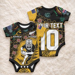 Custom New Zealand and Australia Rugby Baby Onesie Maori Warrior With Aboriginal Version