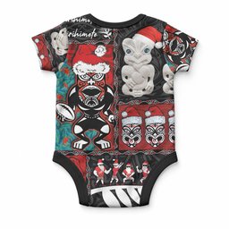 New Zealand Christmas Baby Onesie Maori Christmas Spirit - Meri Kirihimete
