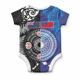 Samoa and Aotearoa Together Baby Onesie Tatau Art Tattoos-Taniko and Maori with Fern