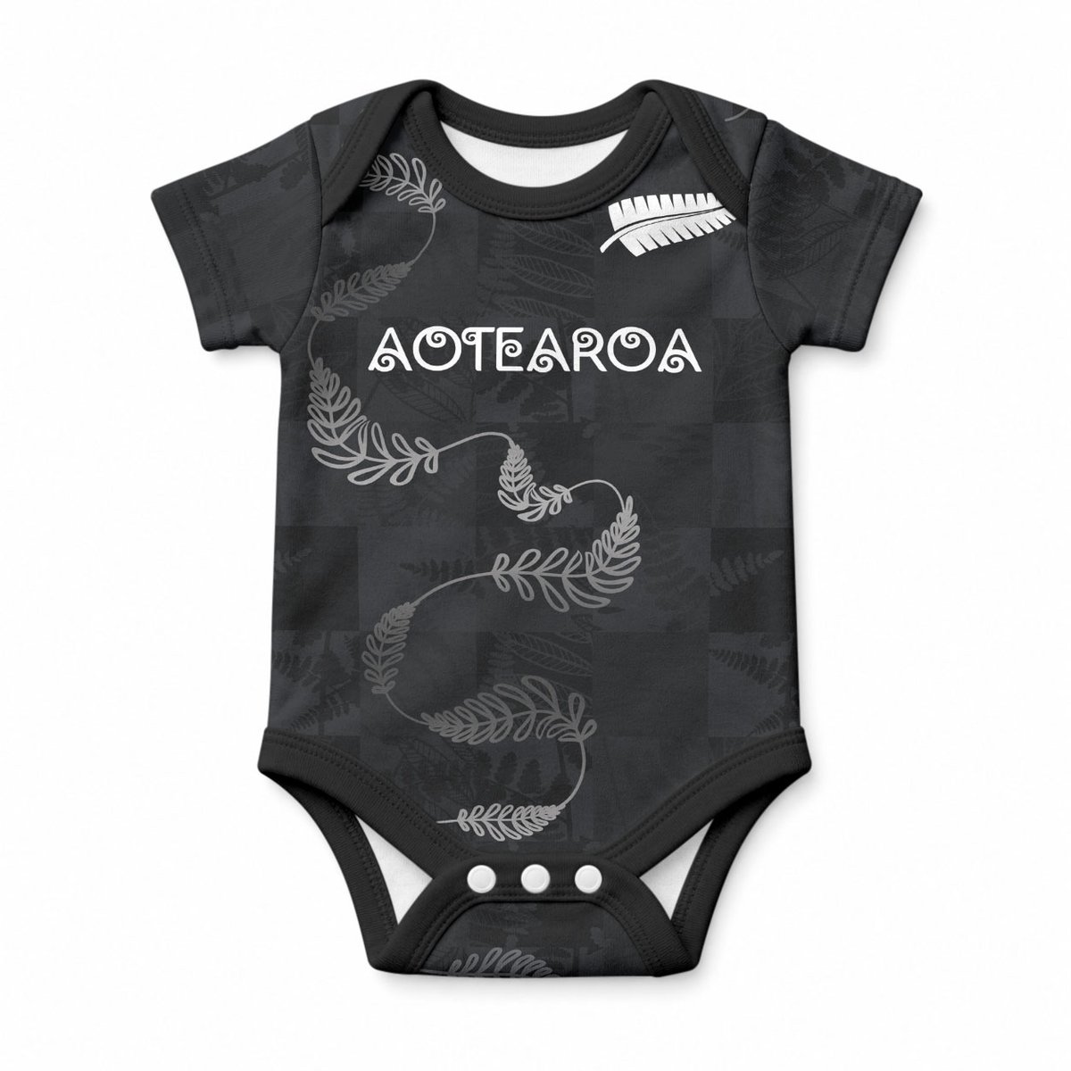 Custom New Zealand Rugby Baby Onesie All Silver Ferns Blacks