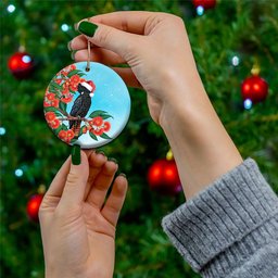 Australia Cockatoo Festive Christmas Ceramic Ornament