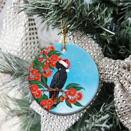 Australia Cockatoo Festive Christmas Ceramic Ornament