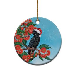 Australia Cockatoo Festive Christmas Ceramic Ornament