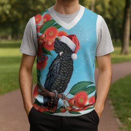Australia Cockatoo Festive Christmas Knitted V-Neck Vest