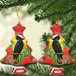 Australia Christmas Black Cockatoo Ceramic Ornament Aboriginal Art