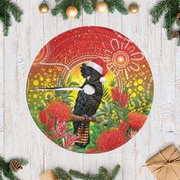 Australia Christmas Black Cockatoo Tree Skirt Aboriginal Art