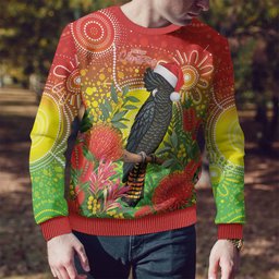 Australia Christmas Black Cockatoo Ugly Christmas Sweater Aboriginal Art