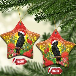 Australia Christmas Black Cockatoo Ceramic Ornament Aboriginal Art