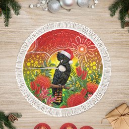 Australia Christmas Black Cockatoo Tree Skirt Aboriginal Art