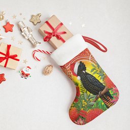 Australia Christmas Black Cockatoo Christmas Stocking Aboriginal Art