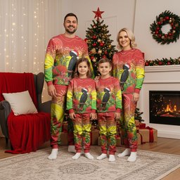 Australia Christmas Black Cockatoo Christmas Pajama Set Aboriginal Art