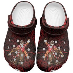 New Zealand Christmas Clogs Shoes Red Santa Riding Kiwi Bird Silver Fern