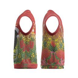 Australia Christmas Black Cockatoo Christmas Knitted V-Neck Vest Aboriginal Art