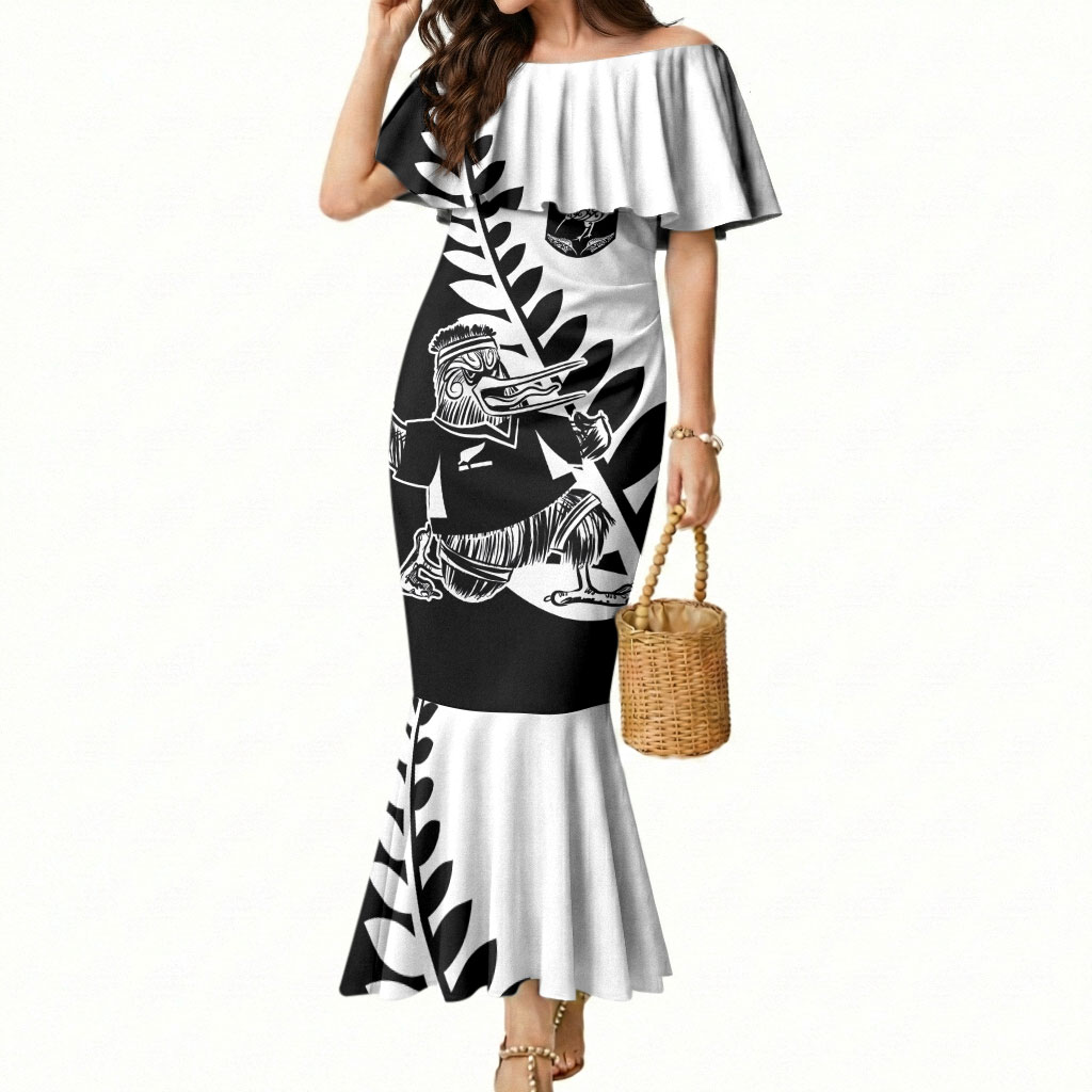 Custom Aotearoa Rugby League Mermaid Dress Kiwi Haka and Fern - Sporty Style