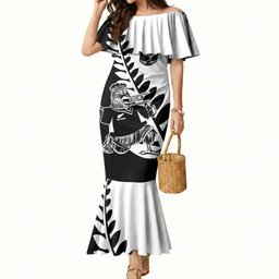Custom Aotearoa Rugby League Mermaid Dress Kiwi Haka and Fern - Sporty Style