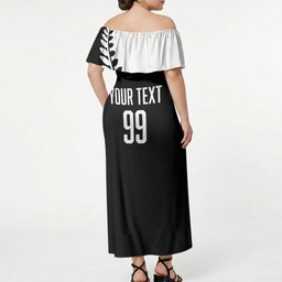 Custom Aotearoa Rugby League Off Shoulder Maxi Dress Kiwi Haka and Fern - Sporty Style