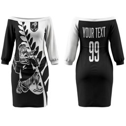 Custom Aotearoa Rugby League Couples Matching Off The Shoulder Long Sleeve Dress and Hawaiian Shirt Kiwi Haka and Fern - Sporty Style