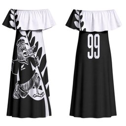 Custom Aotearoa Rugby League Couples Matching Off Shoulder Maxi Dress and Long Sleeve Button Shirt Kiwi Haka and Fern - Sporty Style
