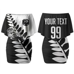 Custom Aotearoa Rugby League Couples Matching Off Shoulder Short Dress and Long Sleeve Button Shirt Kiwi Haka and Fern - Sporty Style