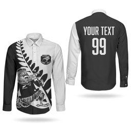 Custom Aotearoa Rugby League Couples Matching Summer Maxi Dress and Long Sleeve Button Shirt Kiwi Haka and Fern - Sporty Style