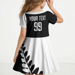 Custom Aotearoa Rugby League Kid Short Sleeve Dress Kiwi Haka and Fern - Sporty Style